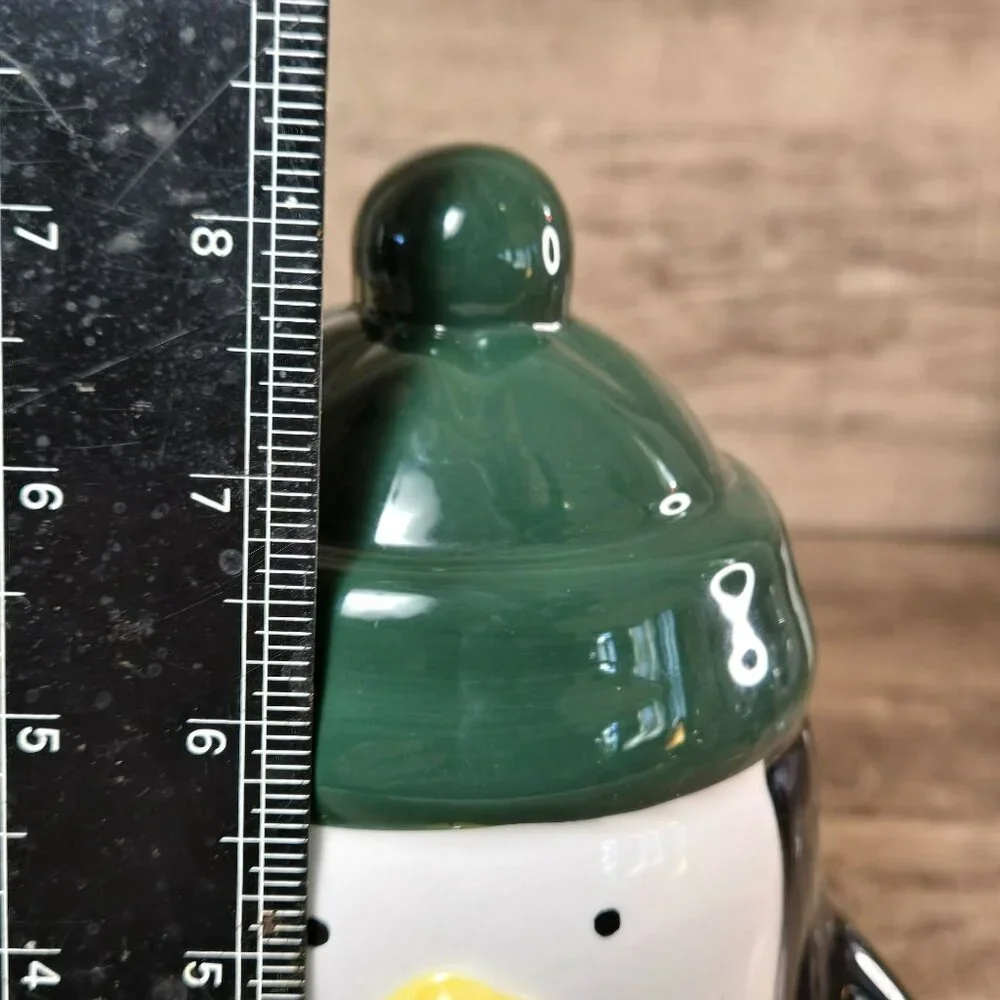 Rae Dunn COZY Penguin w Green Pom Pom Hat Winter Holiday Decor 8" - Picture 8 of 10